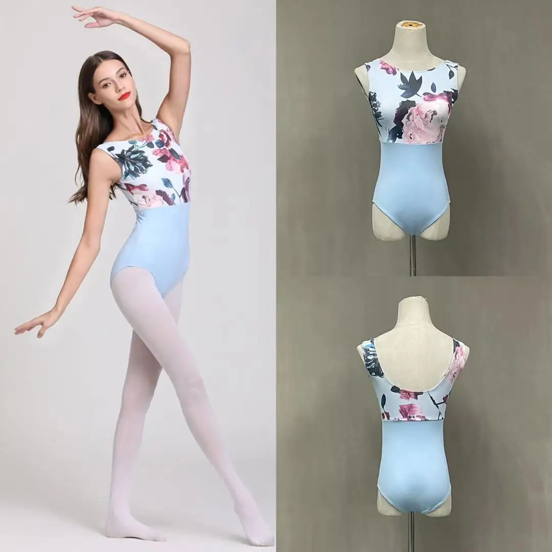 Leotardos de baile de Ballet estampados para mujer, traje de baile de gimnasia de entrenamiento de clase, leotardo de Ballet de práctica para adultos