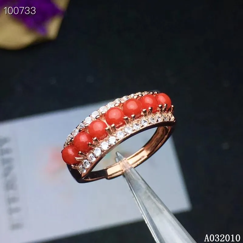 KJJEAXCMY fine jewelry 925 sterling silver inlaid natural red coral new ring fashion girl's ring support test