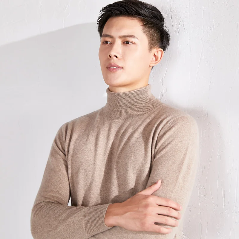 

Man Pullovers Turtleneck 100% Wool Knitted Jumpers 2020 winter New Hot Sale Male Sweaters Long Sleeve Woolen Man Knitwear