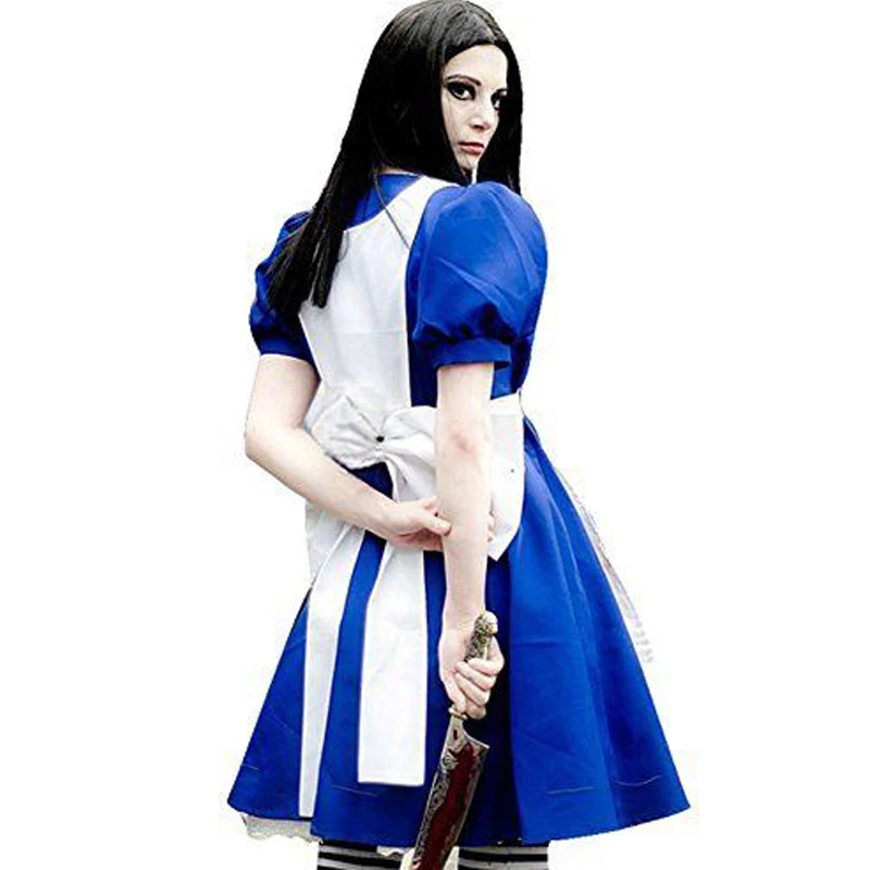 Gioco Alice pazza torna Costume Cosplay costumi di Halloween abiti da cameriera abito grembiule per donna costume e parrucca