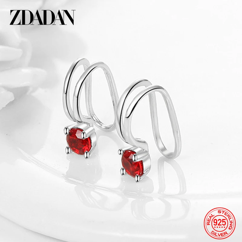 

ZDADAN New 925 Sterling Silver Zircon No Pierced Earrings Simple For Women Ear Clip Wedding Gift