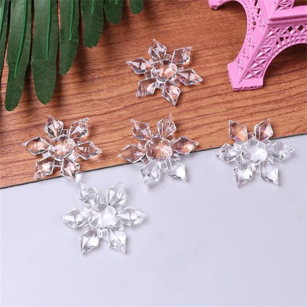 12PCS Christmas Decorations For Home Clear Crystal Snowflake Xmas Tree Ornaments Hanging DIY Bead Curtain Home Decor Craft