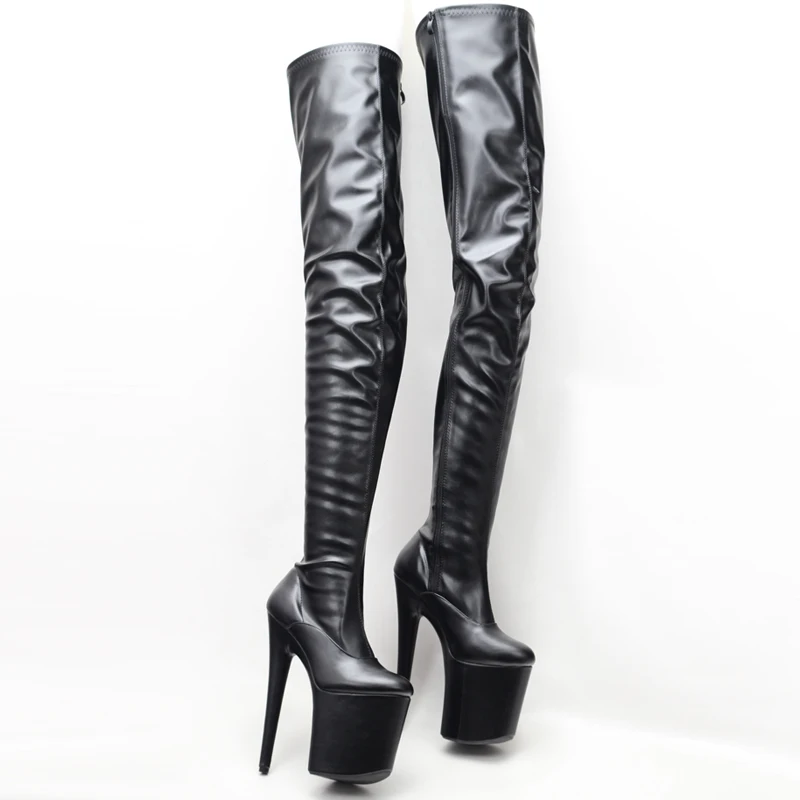 Jialuowei stivali alti alla coscia in PVC 2018 piattaforma tacco alto stivali sopra il ginocchio con Zip sul cavallo stivali Sexy scarpe erotiche