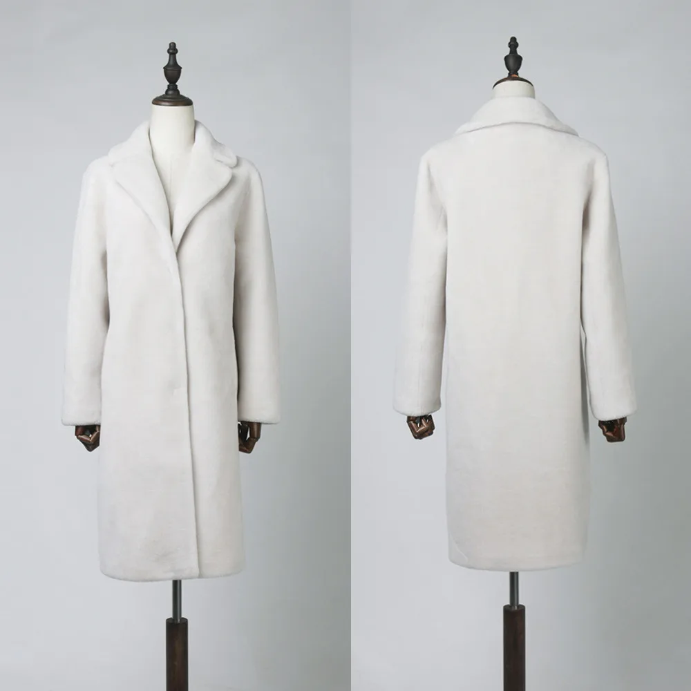 Women\'s Fur Coat Real Sheep Shearing Fur Coat with Turn-down Collar Winter Sheep Sheared Jacket sheepskin Coat FS17145B