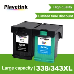 Plavetink 338XL 343XLインクカートリッジhp 338 343 xlデスクジェット460c 5740 5745 6520 6540 6620 6840 9800 6200 6210 5480プリンタ