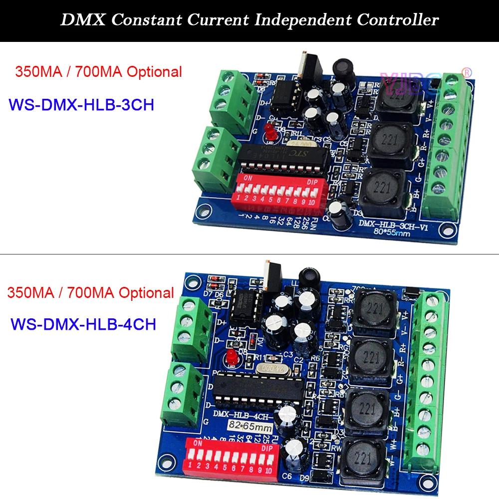 

5V-36V 12V DMX512 Decoder 350MA/700MA*3CH/4CH Channel DMX RGB RGBW LED Light Controller 3/4 group alone led(6pin) Output Dimmer