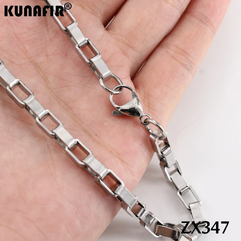 long box chain stainless steel necklace Male Choker Female Accessories - Image 4