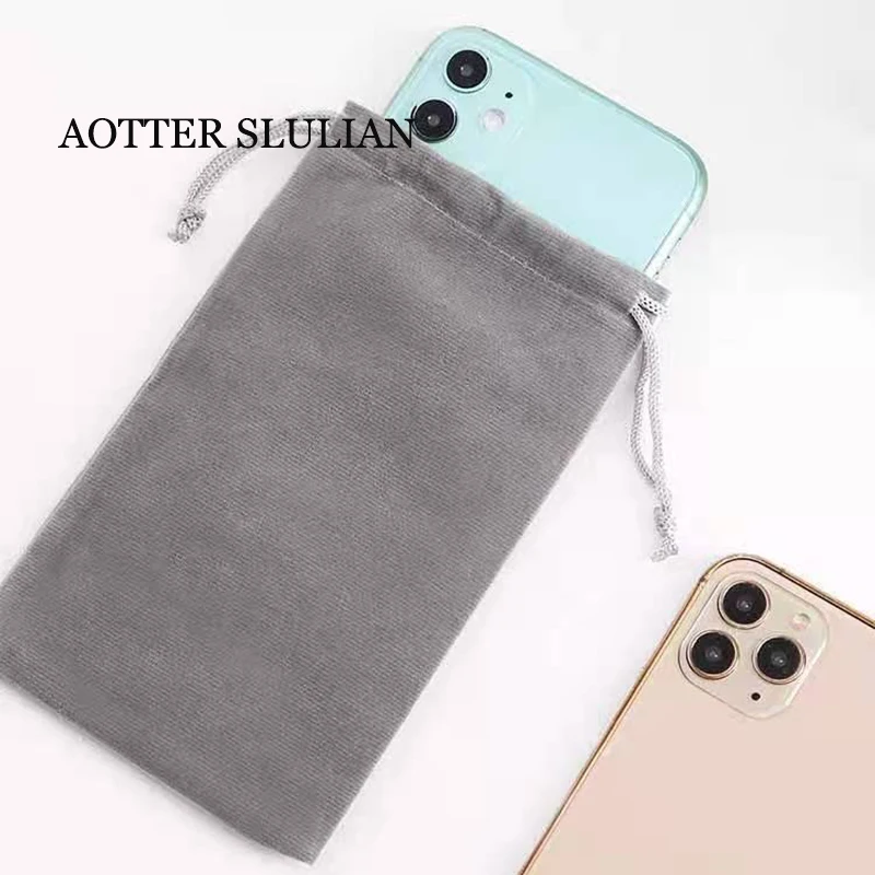 Phone Storage Drawstring Bag Portable Power Bank Protective Cases USB Charger Earphone Waterproof Cloth Bag for iPhone 12 11 Pro