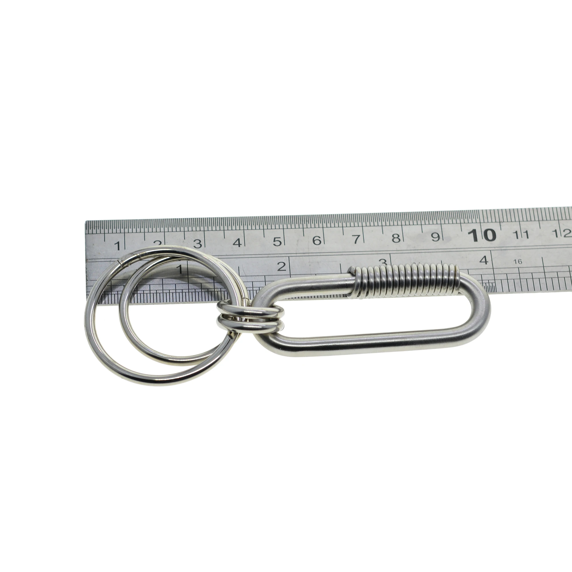 Extra strong Heavy duty matte 304 stainless steel wire wrapped Oval  spring slide safety lock Carabiner keychains FOB EDC hook