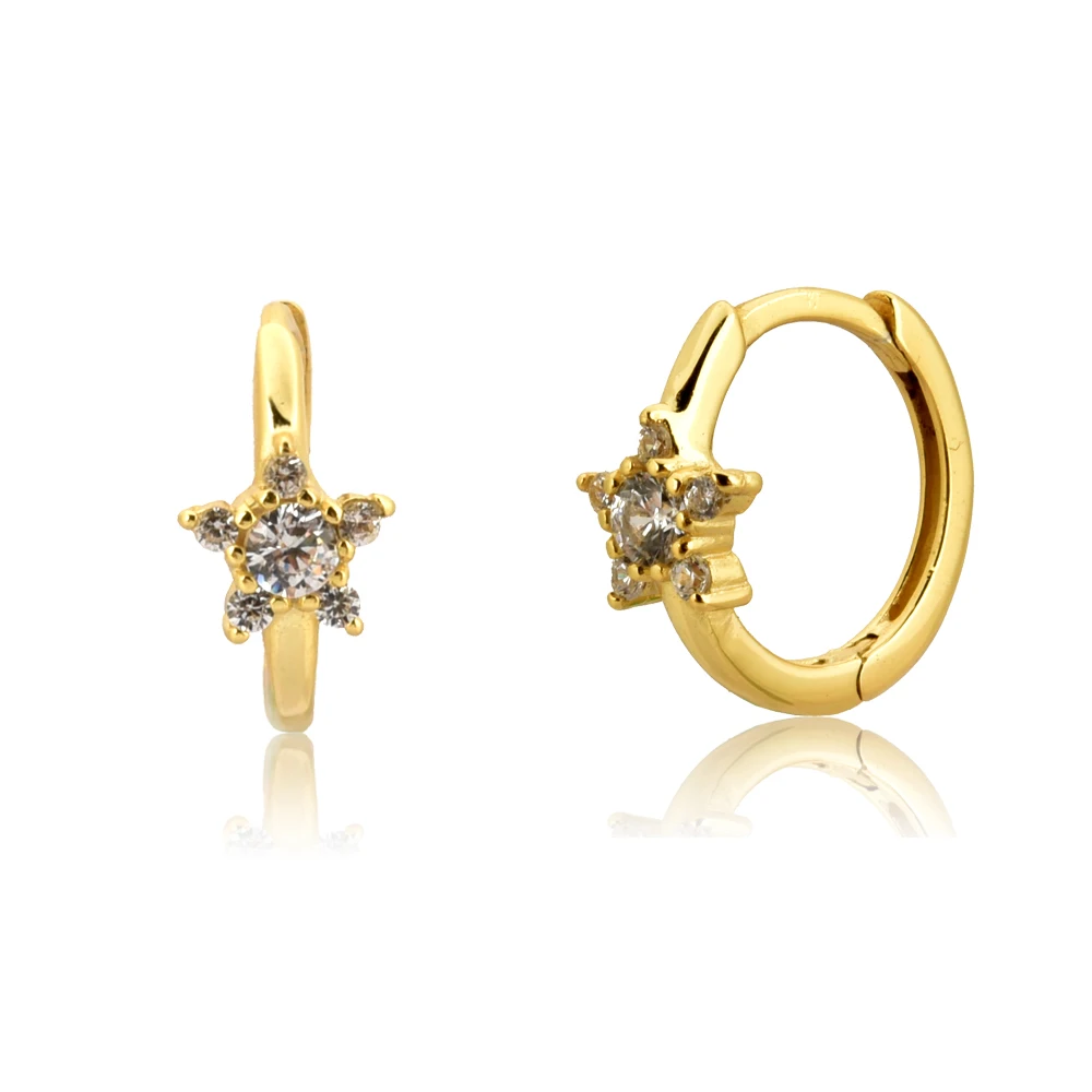 ANDYWEN 925 Sterling Silver Plain Star Huggies Middle Hoops Earring Fashion Jewelry For 2021 Rock Punk Jewels Party image 2