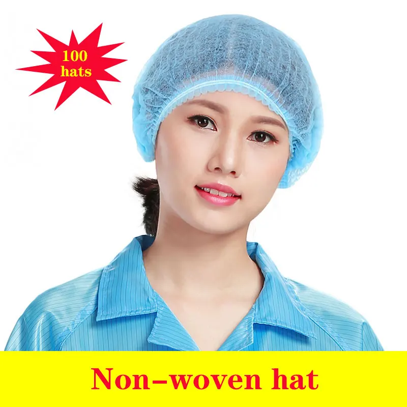 Disposable food caps Non-woven fabric Dust cap 100 hats Beauty Salon Caps Factory Hotel kitchen catering Worker Hats Shower hat