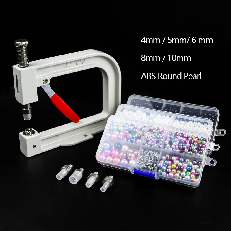 QIAO Manual Punching DIY Pearl Setting Machine Rhinestones Beads Rivet Fixing Machine Skirts Hand Press Tools for Clothes Crafts