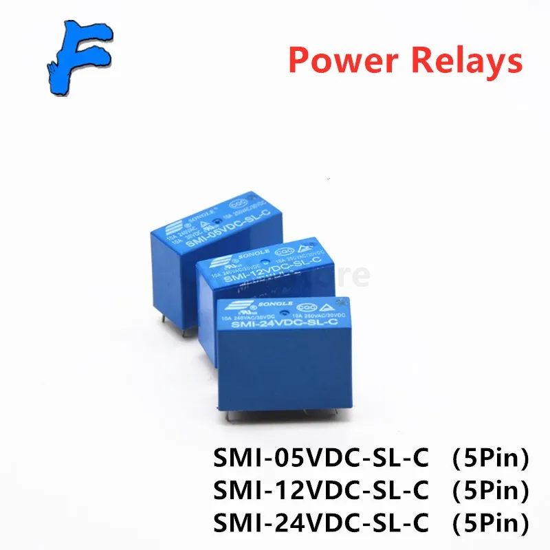 2Pcs/Lot Power Relays SMI-05VDC-SL-C SMI-12VDC-SL-C SMI-24VDC-SL-C 5V 12V 24V 10A 5Pin Relay