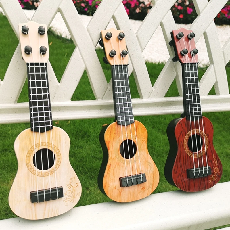 Mainan Mini Gitar untuk Balita Alat Musik Pemula Anak Alat Musik Pendidikan Warna Kayu