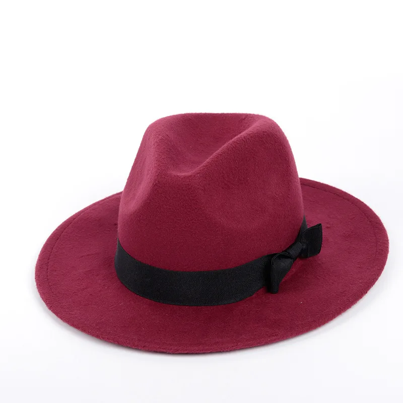 Wide brim gentleman elegant ladies winter autumn jazz hat simple woman man wool vintage gangster Trilby felt hat fedora hat