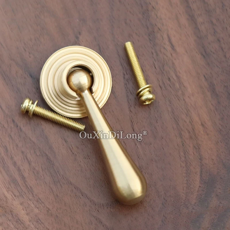 European 4PCS Drop Shape Pure Brass Furniture Handles Drawer Pulls Cupboard Wardrobe Kitchen Wine Cabinet Pulls Handles & Knobs