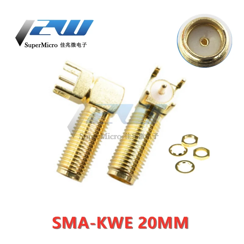 

5pcs/lot longer 20mm SMA female through hole plug right angle 90 degrees (SMA-KWE) PCB mount connector RF adapter