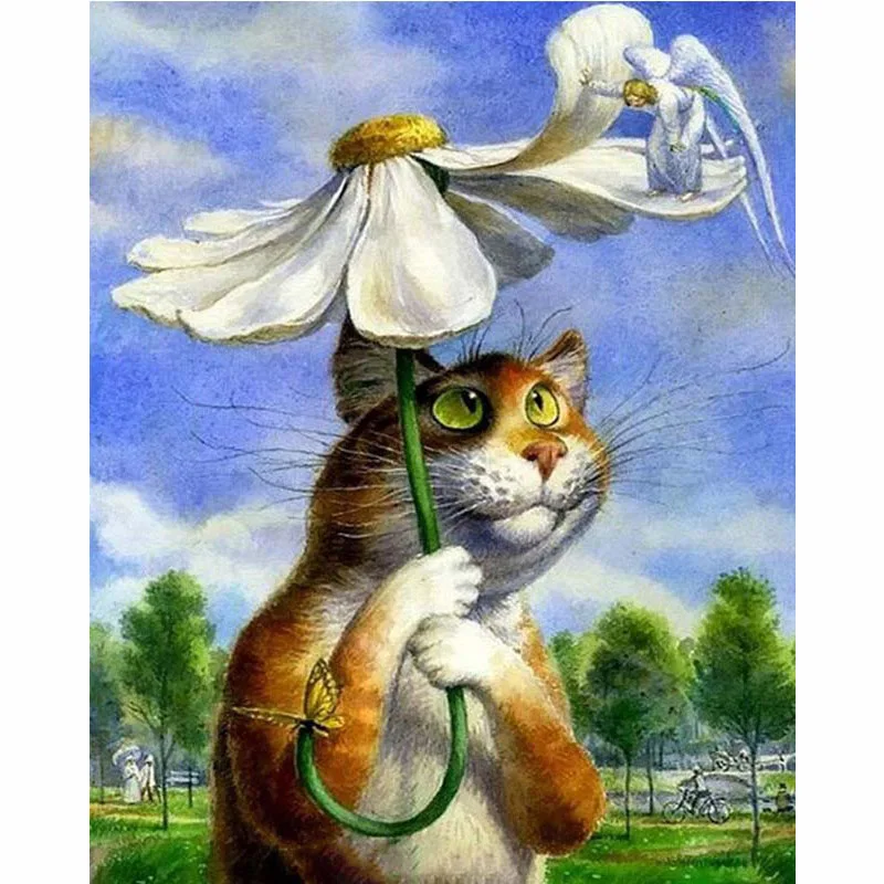 

Cat Angel 5D DIY Diamond Painting Full Square Drill Embroidery Set Mosaic Cross Stitch picture Rhinestone Home Decoration Gift