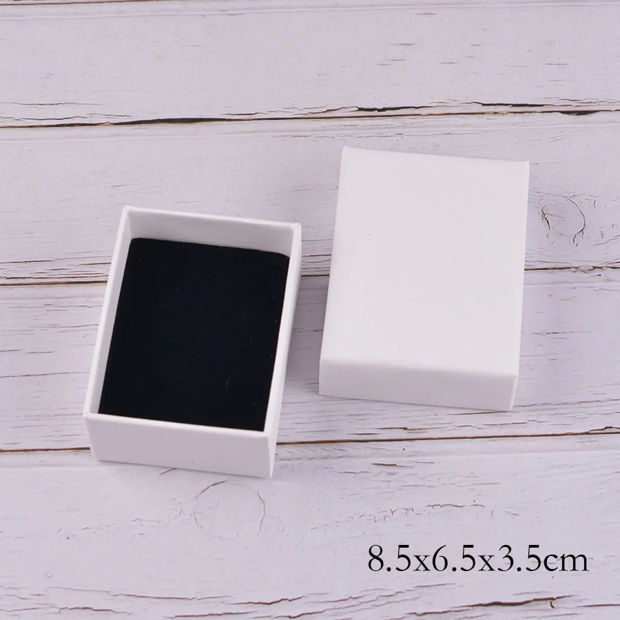 Cajas de embalaje de joyería de papel Kraft blanco para collar, anillo, pendientes, pulseras, accesorios, caja de almacenamiento, paquete de regalo,