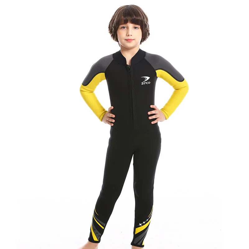 ZCCO Boys Wetsuit 2.5MM neoprene diving suit child Surfing snorkeling swimwear thick thermal Sun-proof wetsuit one-piece set