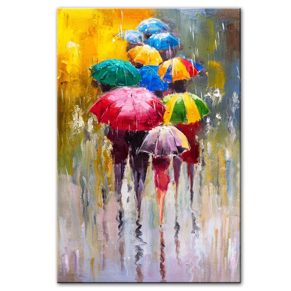 Abstract Portrait Oil Paintings Print On Canvas Art Prints Girl Holding An Umbrella Wall Art Pictures Home Wall Decoration image 3