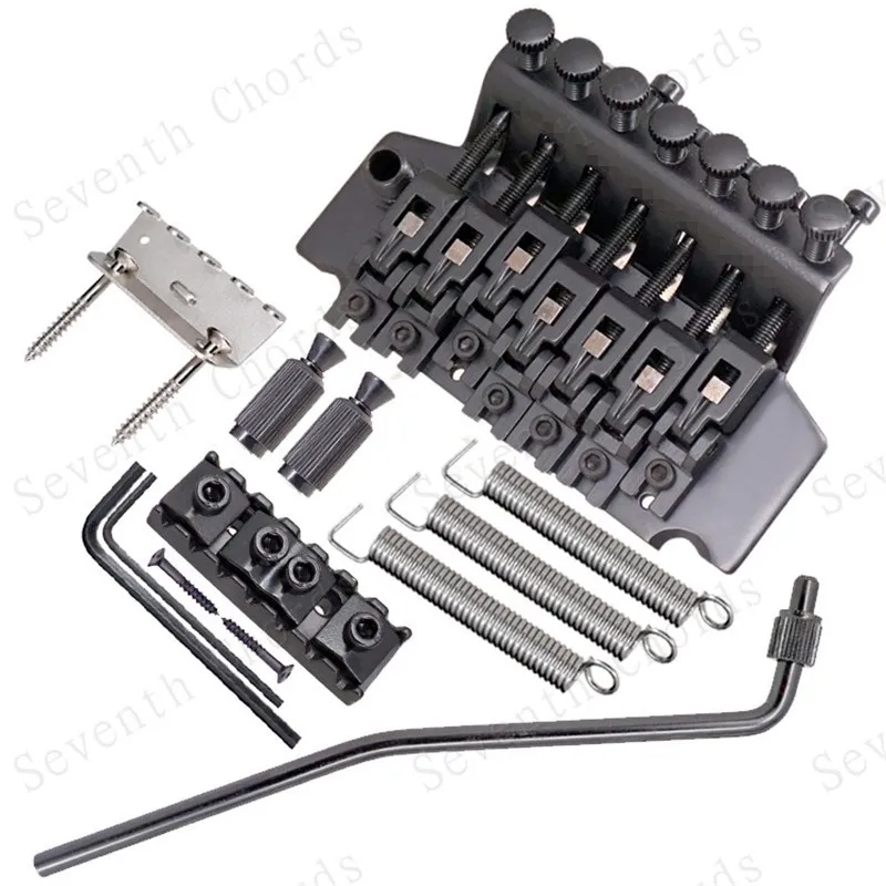 1 Set Black 7 Strings Tremolo Electric Guitar Bridge Double Locking Systyem Accessories Parts Musical Instrument