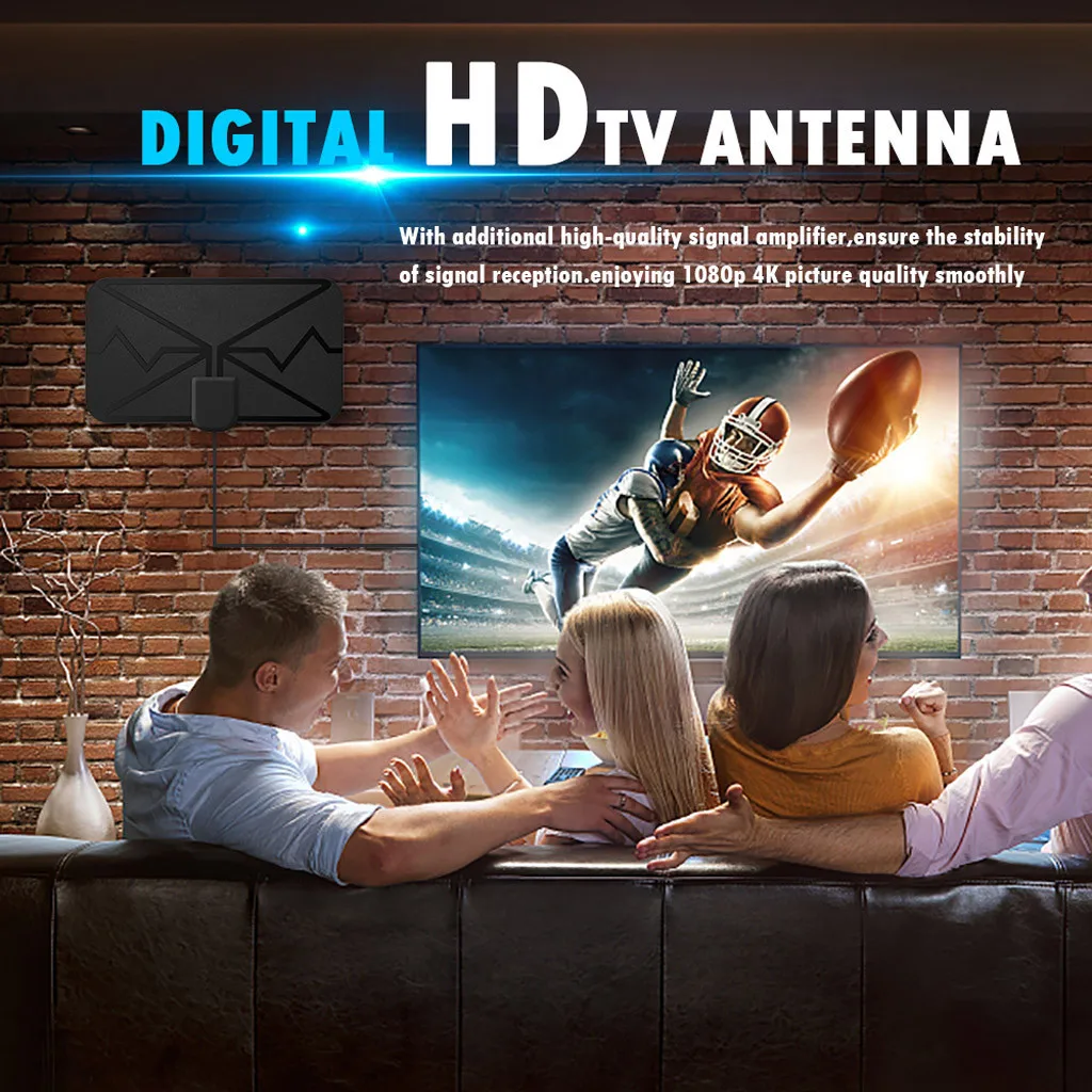 4K 25dB High Gain HD TV DTV Box Digital TV Antenna 3000Mile Booster Active Indoor Aerial HD Flat Design For DVB-T2 TV Antenna