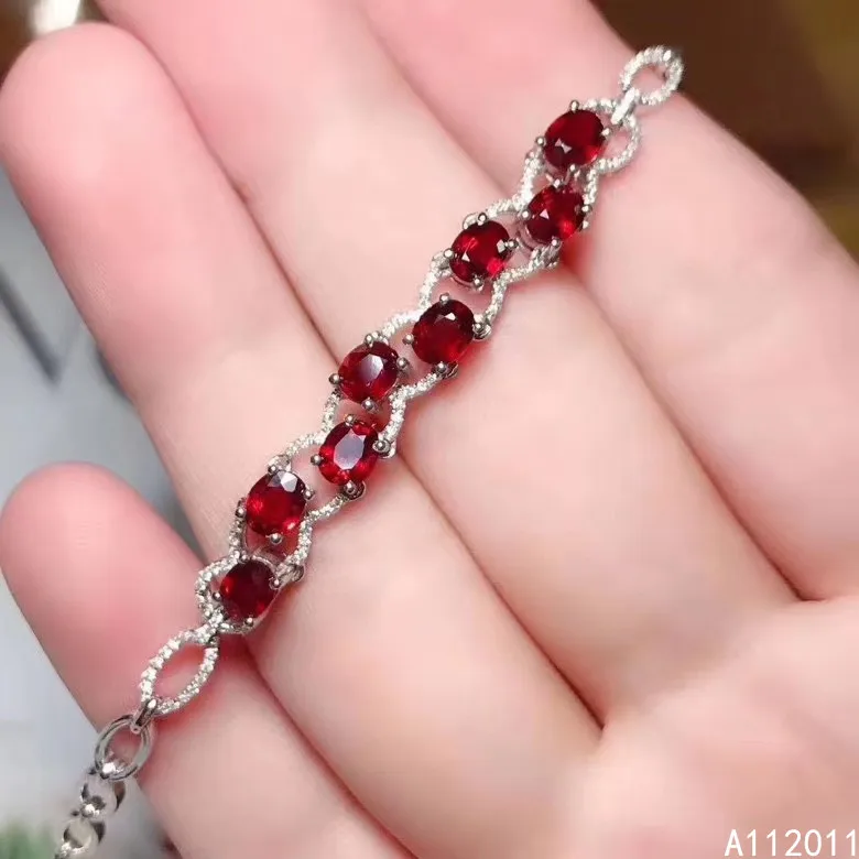 

KJJEAXCMY Fine Jewelry 925 Sterling Silver inlaid gemstone ruby popular women hand bracelet support test hot selling