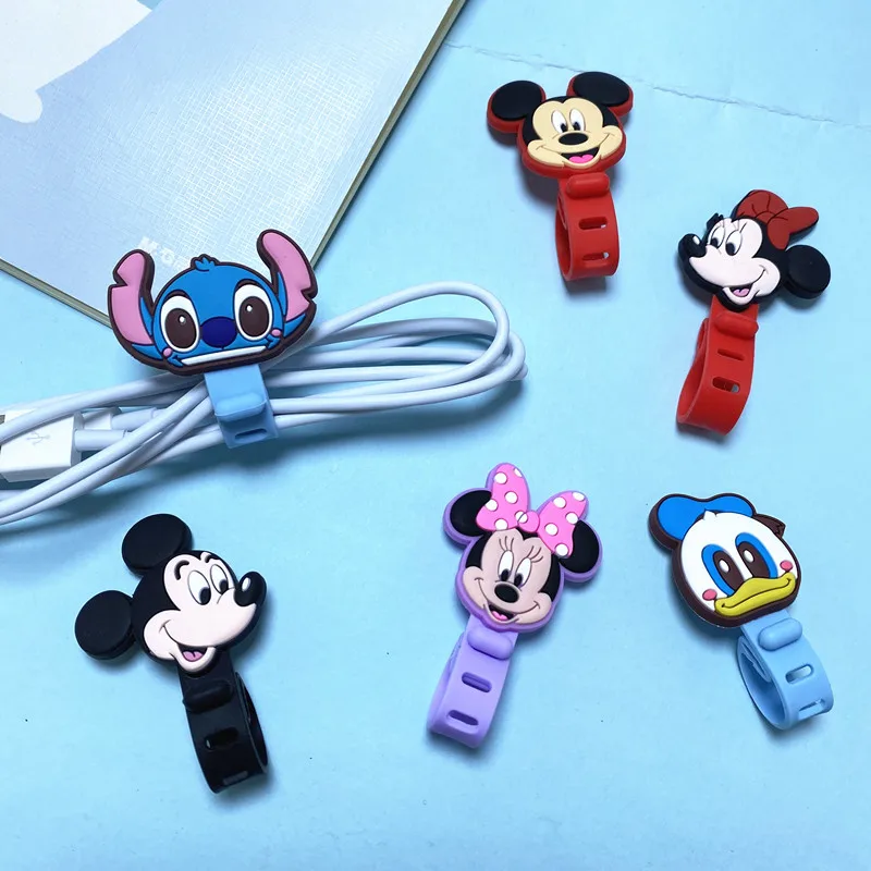 1Pcs Cartoon Disney Headphone Earphone Cable Wire Organizer Cord Holder USB Charger Cable Winder For iPhone Android Data Line