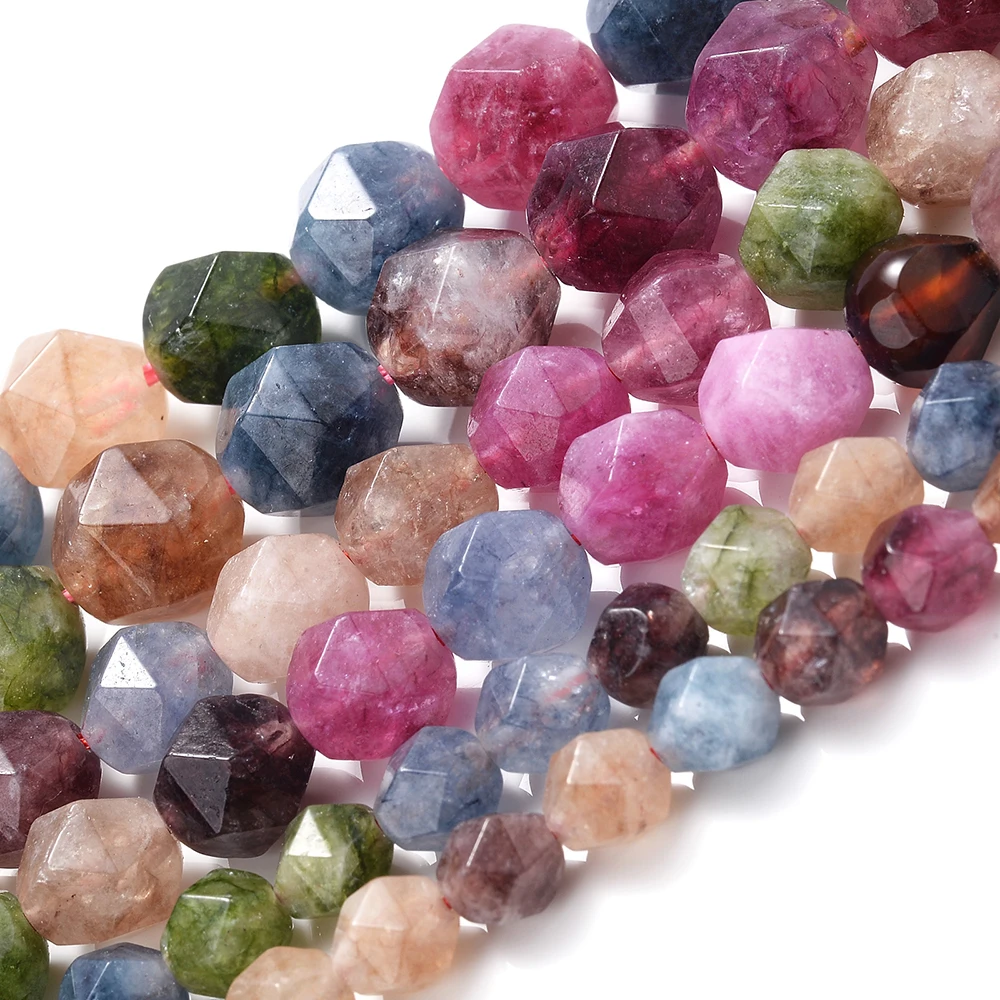 Colorful Faceted Tourmaline Beads Natural Stone Bead for Jewelry Making DIY Charm Bracelet Necklace Accessories 6/8/10mm