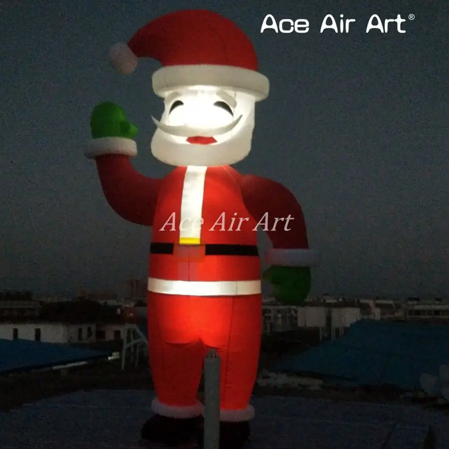 Outdoor 5m H Inflatable Christmas Decoration LED Lighting Giant Santa Claus for Christmas Decoration