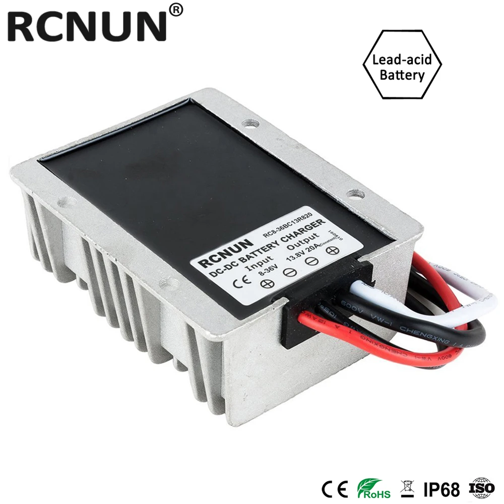 Nabíječka baterií RCNUN DC 8-36V 12V na DC 12,6V 13,8V 14,6V 16,8V 20A pro 12V lithium-kyselinové baterie Lifepo4 - náhled 3