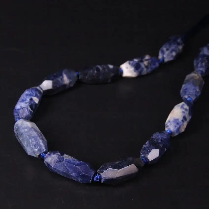 

15.5"strand Faceted Sodalite Long Size Nugget Loose Beads,Cut Natural Blue Gems Quartz Pendants Connectors Jewelry Craft Making