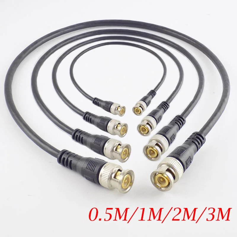 BNC macho para cabo BNC macho para adaptador BNC, conector de extensão Home, fio para câmera CCTV, 0.5m, 1m, 2m, 3m