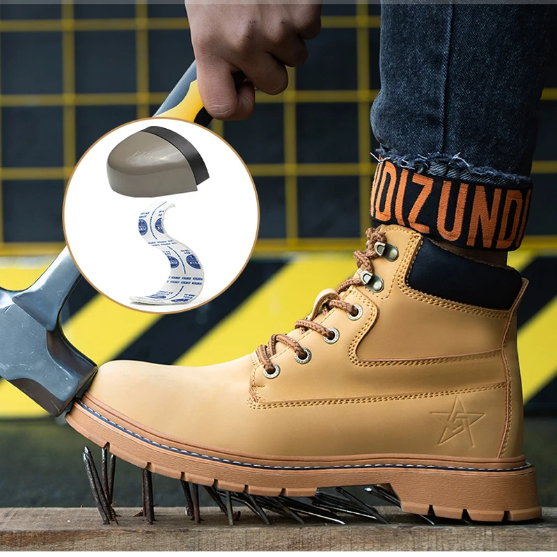 Men Safety Shoes Men Work Shoes Steel Toe Air Safety Boots Puncture-Proof Work Sneakers Breathable Shoes Zapatos De Seguridad