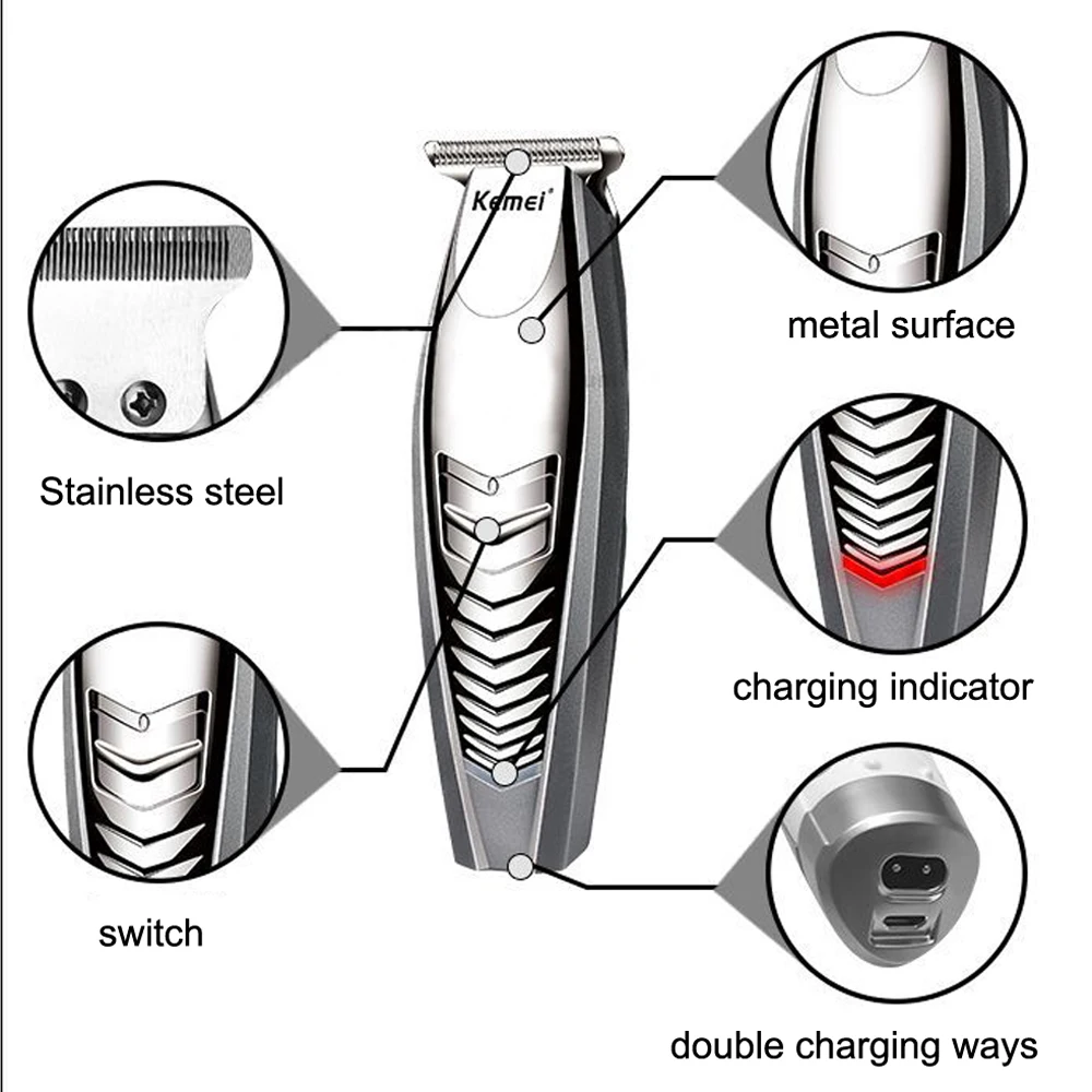 Kemei Hair Trimmer Professional Cordless Hair Clipper Beard Trimmer Men\'s Hair Cutter Barber Haircut Machine 0 mm KM-2712