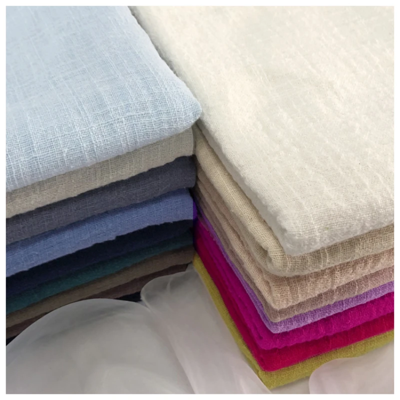 

Width 51''Soft Breathable Solid Color Double-Layer Slubby Cotton Fabric By The Yard For Skirts Pants Scarves Tablecloth Material