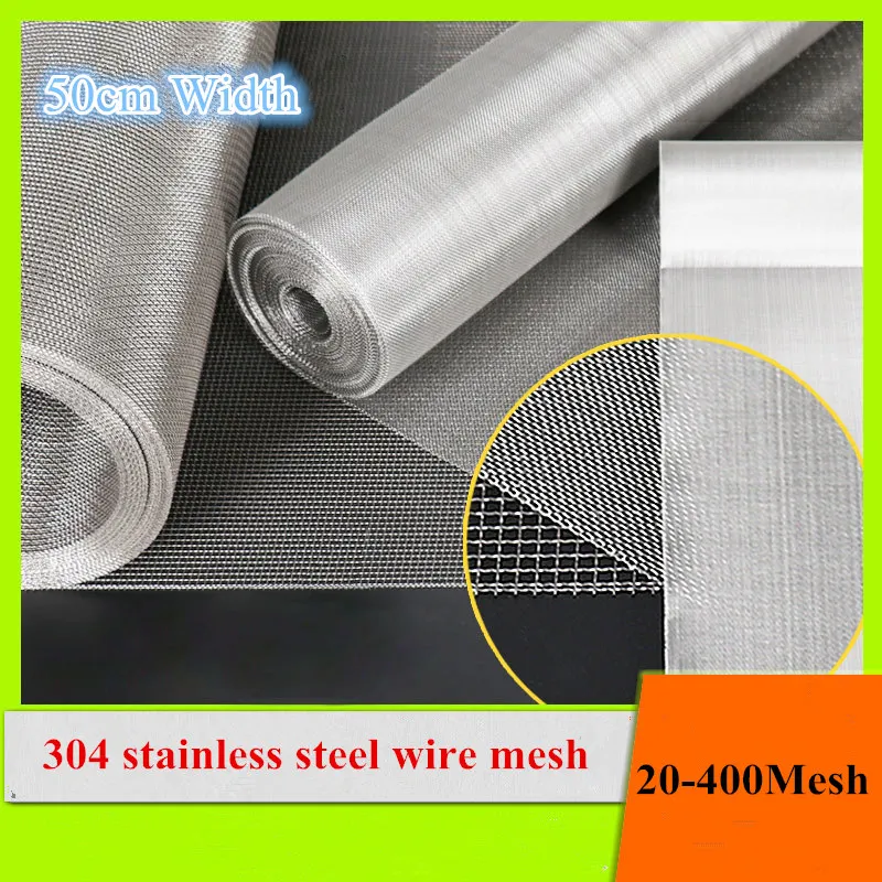 304 Stainless Steel Mesh Filter Net Metal Front Repair Fix Mesh Filtration Woven Wire Screening Sheet Screening filter 100x50cm