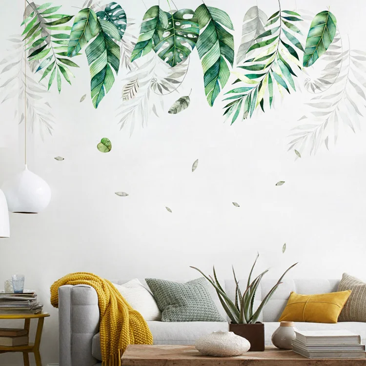 Tropische Vegetation Große Blätter Wandaufkleber Wohnzimmer Sofa Hintergrund Selbstklebende Wandmalerei Heimdekoration Abnehmbare Aufkleber – Detail 2