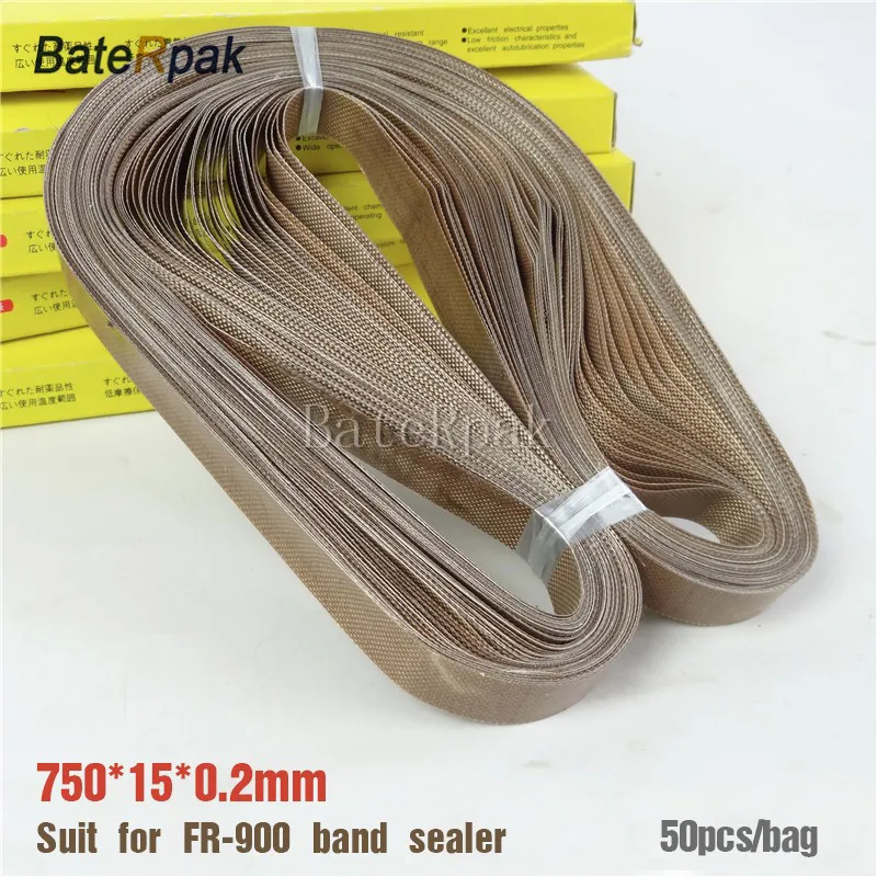 FR-900 Band sealer  belt,BateRpak size 750x15x0.2mm for Continuous Band Sealer,50pcs/bag,high temperature tape