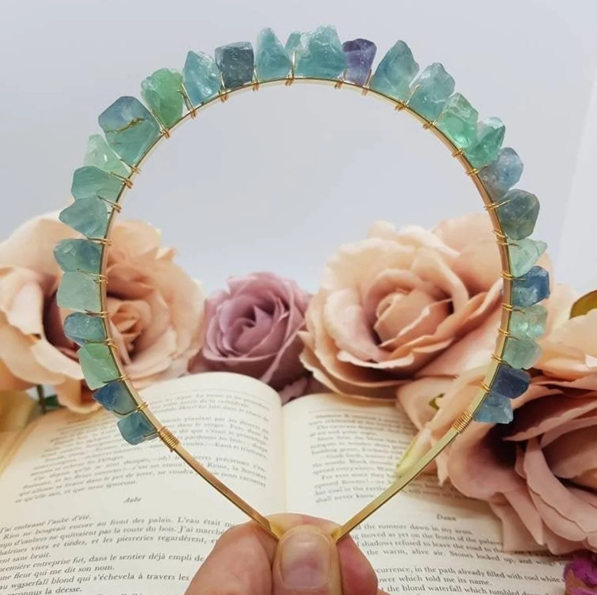 Natural Crystal rough Ctone Crown Amethyst Aquamarine Tiaras Raw Hair Accessories Headband Jewelry Bridal Wedding Festive Gifts