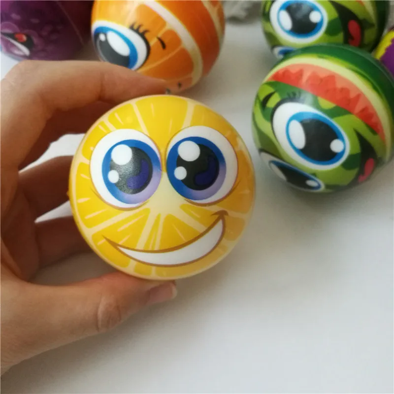 63มม.ลูกความเครียดบรรเทาผลไม้การ์ตูนExpressionยิ้มFace Foam Ballการศึกษาการเรียนรู้ของเล่นเด็กหญิงเด็กชาย