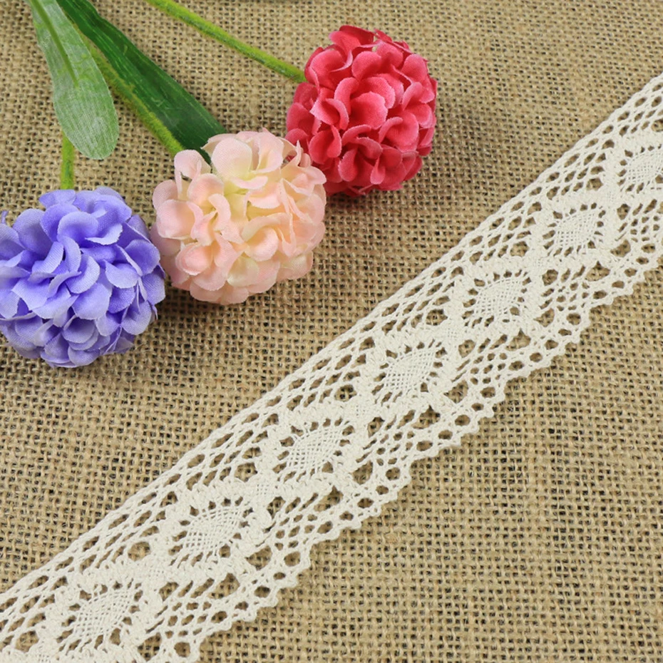 4.3cm Width White Beige Cotton Lace Ribbon Trim Fabric 5/10/20/30/40/50 Yards DIY Handmade Clothes Sewing Accessories Supplies