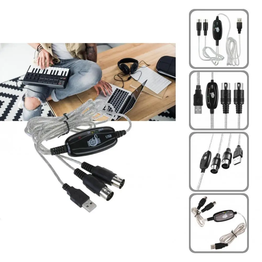 

Useful USB IN-OUT MIDI Interface Cable Converter to PC Music Keyboard Adapter Cable Sturdy USB Powered Adapter Wire