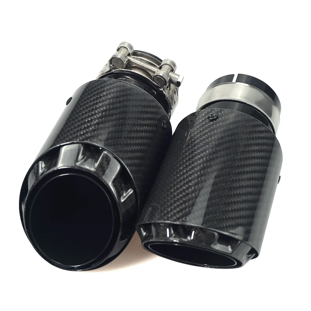 ใหม่รถคาร์บอนท่อไอเสียท่อไอเสียสามชั้นBullet Shape Universalตรงสแตนเลสสีดําท่อไอเสียท่อ