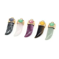 Natural Stone Pendants Ox Horn Shape Exquisite Agates Charms for jewelry making DIY necklace bracelet Earrings accessories