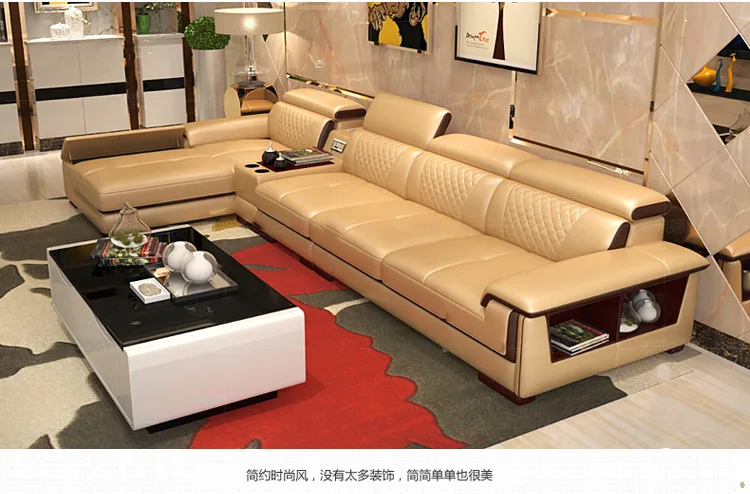 Living Room Sofa set furniture real genuine cow leather sofa recliner speaker bluetooth puff asiento muebles de sala canape cama