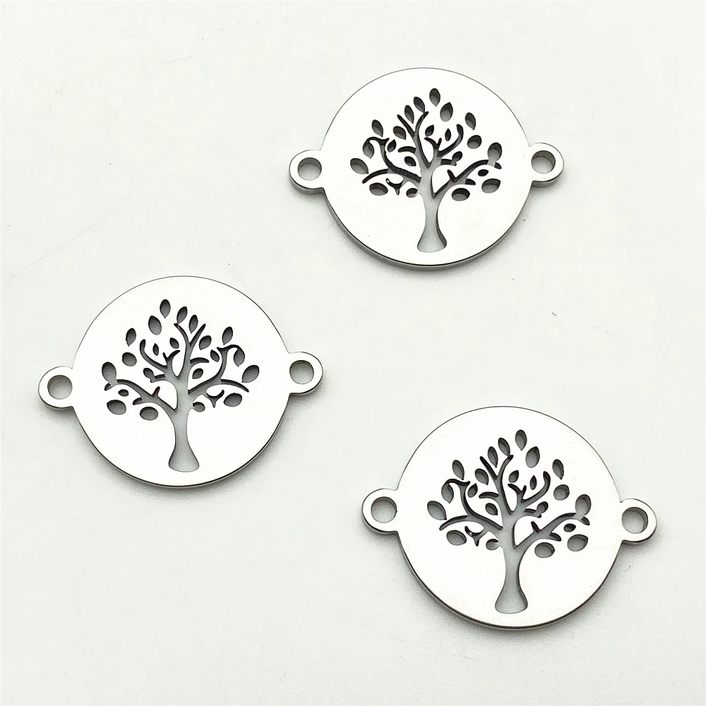 Tree Charm 5Pcs 23*17mm Peace Life Christmas Tree Stainless Steel Never Fade Jewelry Connector Handmade Making Diy Finding