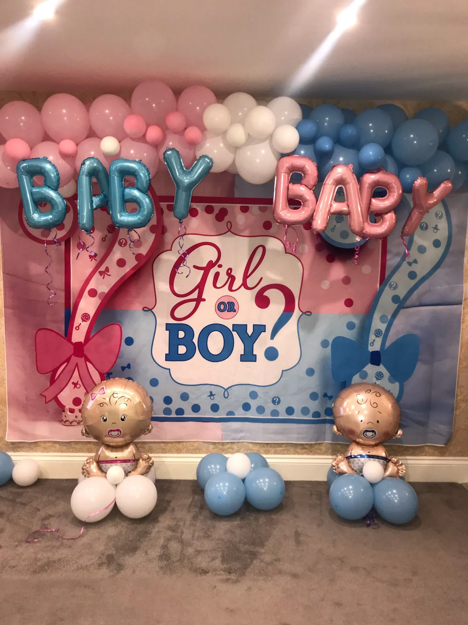 Gender Reveal Party Boy o Girl Photocall sfondo neonato doccia per fotografia sfondo Decor Photo Studio puntelli
