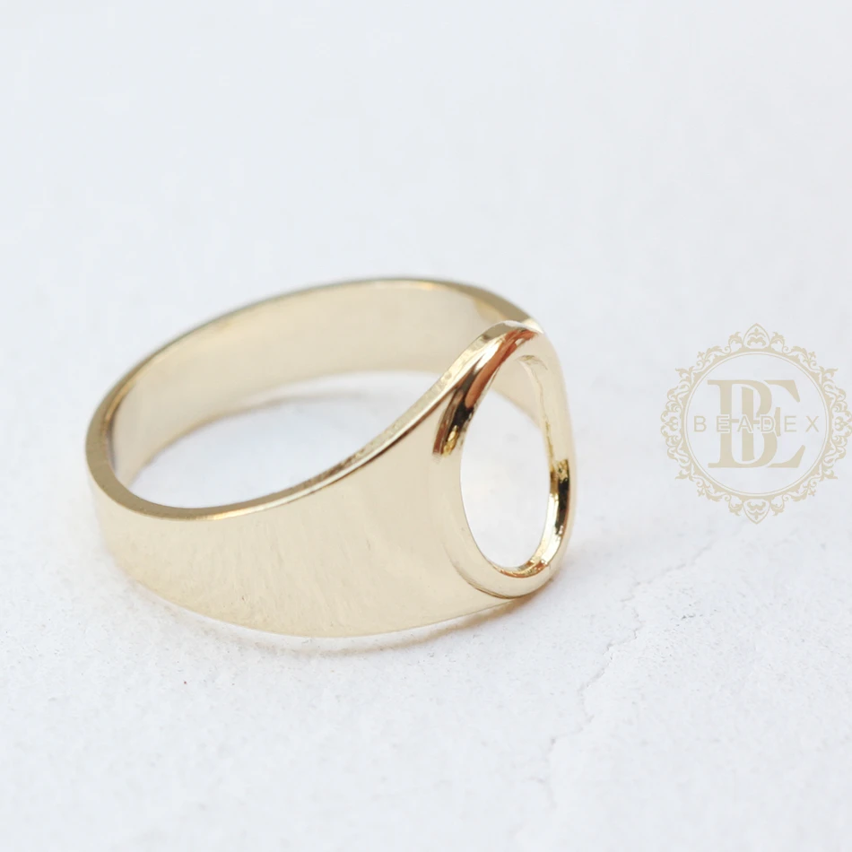 DIY Supply-One Piece Gold Plated Solid Brass Finding Alphabet Finger Ring Base-Letter Finger Ring-Adjustable-Open End (4532C) image 5